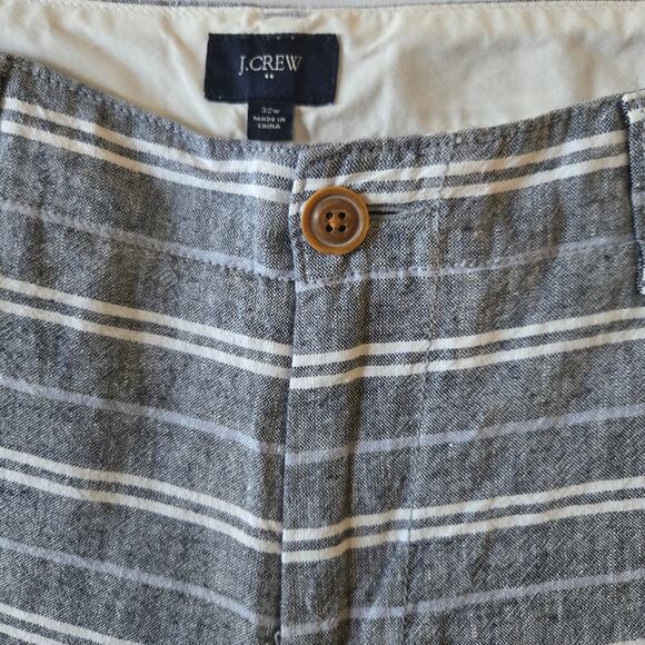 J.Crew Men's Linen Blend Striped Shorts - Grey & White - 32 Waist 9" Inseam - Picture 2 of 5